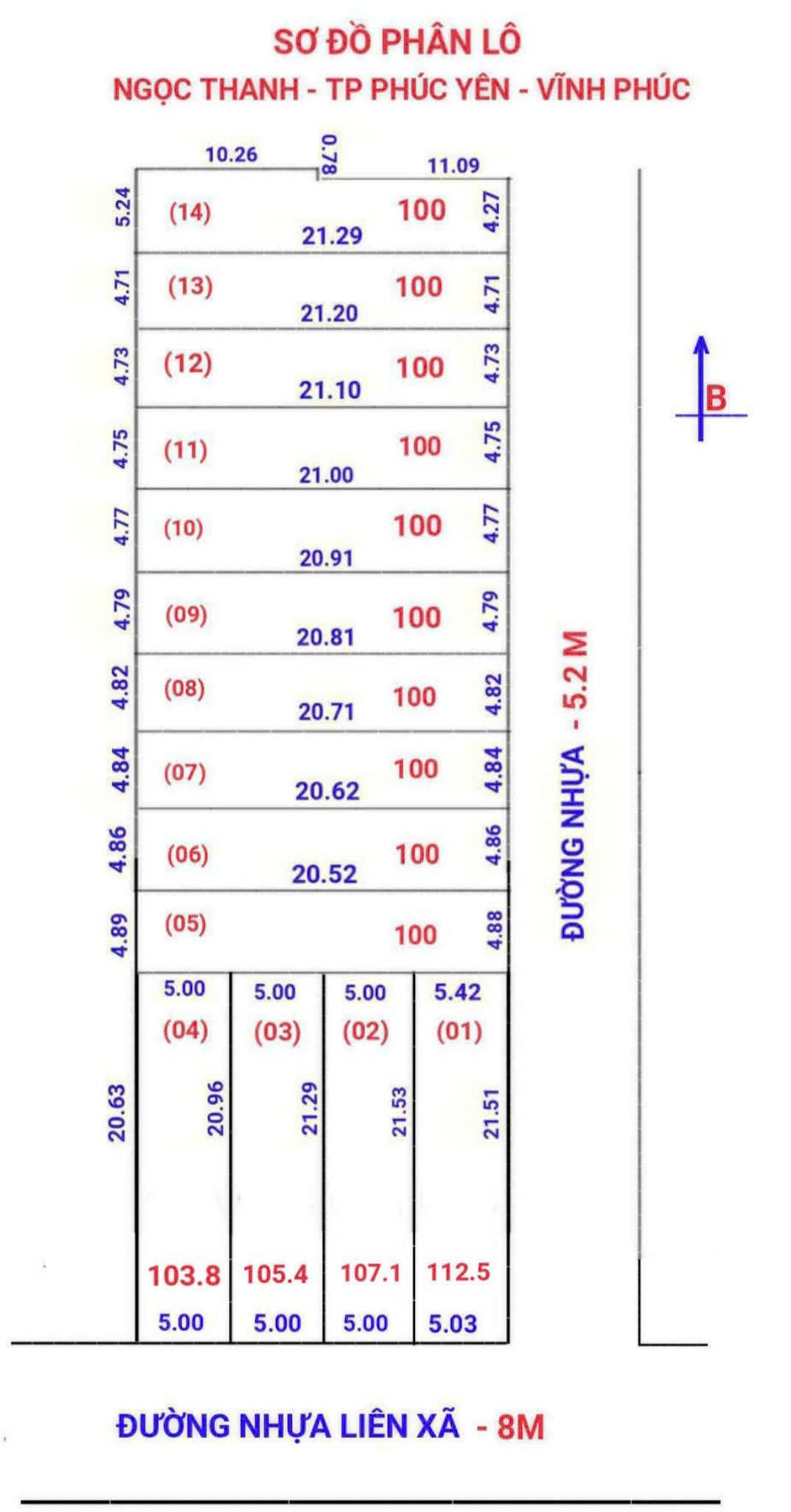 Bán đất thổ cư 105m2 tại Ngọc Thanh Phúc Yên Vĩnh Phúc gần khu nghỉ dưỡng