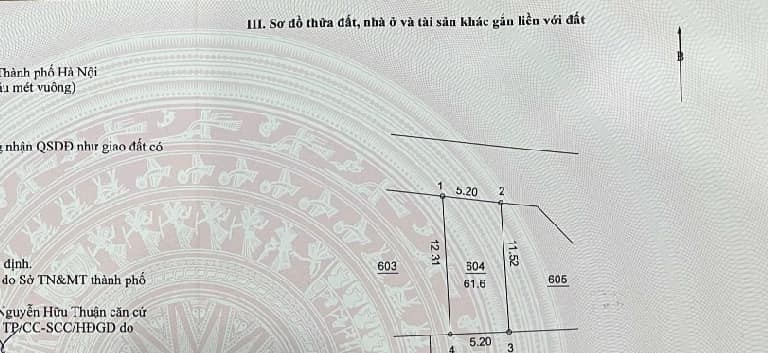 Cần bán lô đất thổ cư 61.6m2 Cầu Diễn Nam Từ Liêm Hà Nội sẵn sổ đỏ