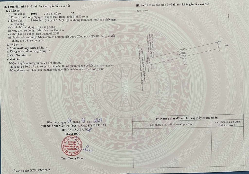 Bán sào đất mặt tiền đường Long Nguyên 24m nhà hiện hữu sau đất xí nghiệp 1,2ty