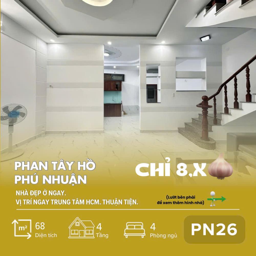 Bán nhà 4 tầng khu ẩm thực Phan Xích Long Phú Nhuận 68m2 giá 8,x tỷ