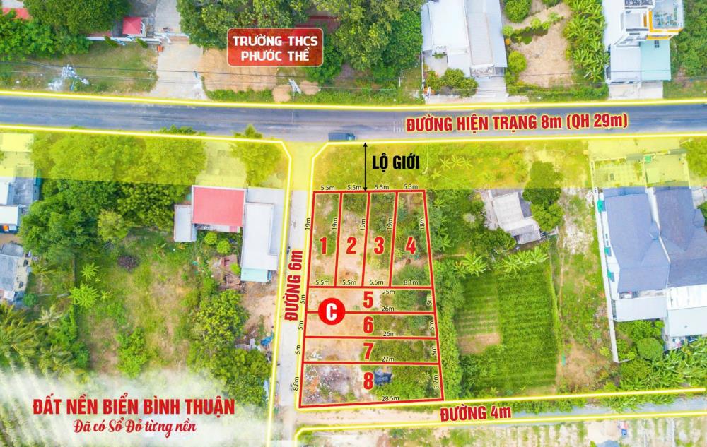 Đất biển liên hương, bình thuận. sổ đỏ sẵn thổ cư giá chỉ 6tr/m2
