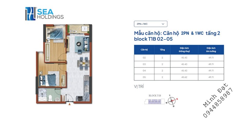 Bán căn hộ chung cư 40m2 54 Quốc Lộ 1A Bến Lức Long An giá 1 tỷ