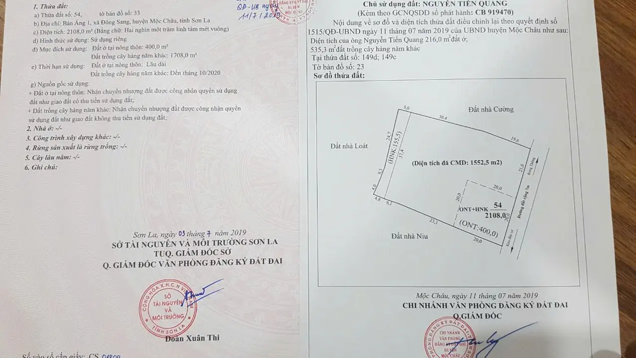 Bán đất 2108m2 tại trung tâm Rừng Thông Bản Áng, Mộc Châu với mặt tiền siêu đỉnh