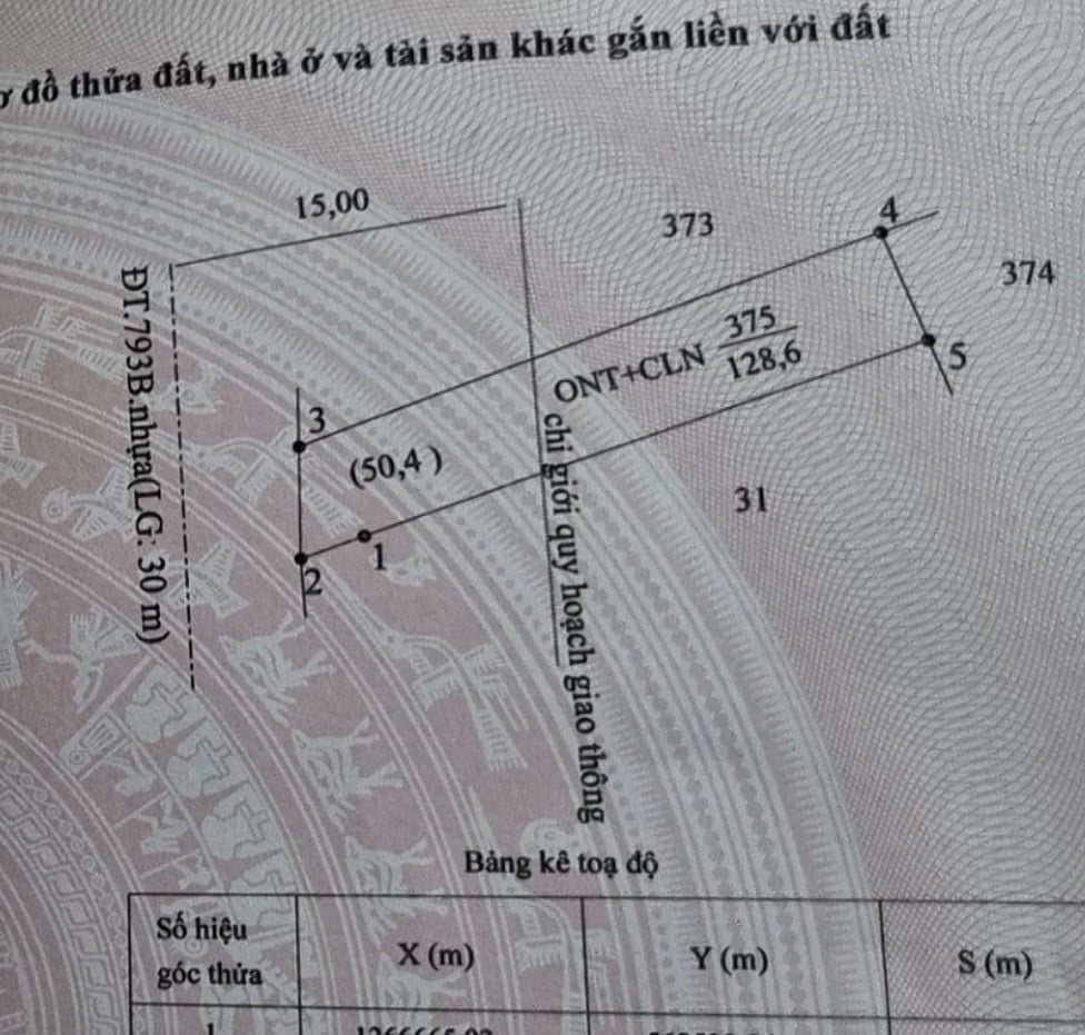 Bán đất mặt tiền đường 793B diện tích 128m2 xã Tân Hưng huyện Tân Châu giá tốt