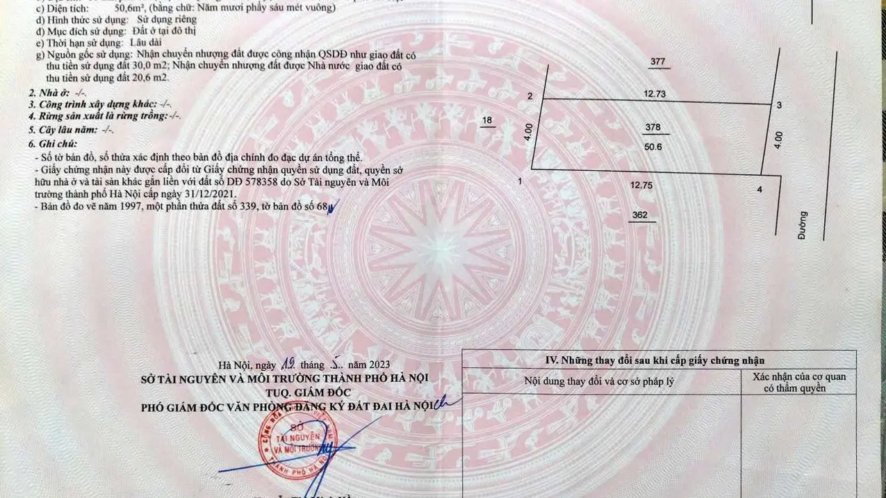 CC bán Đất TT Quang Minh,full TC 50.6m,mt4m,giá đầu tư