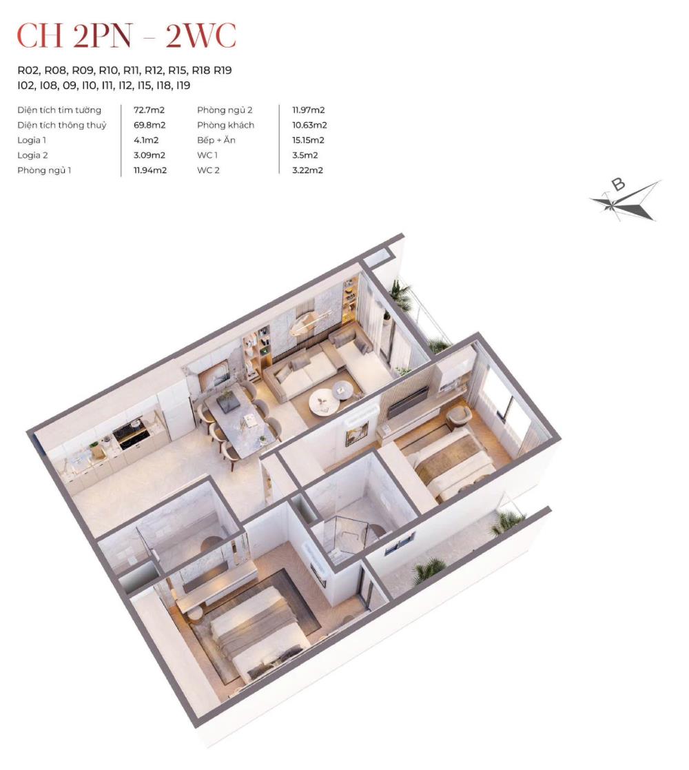 Bán căn hộ chung cư 68m2 tại Vic Grand Square Việt Trì chỉ 2,5 tỷ