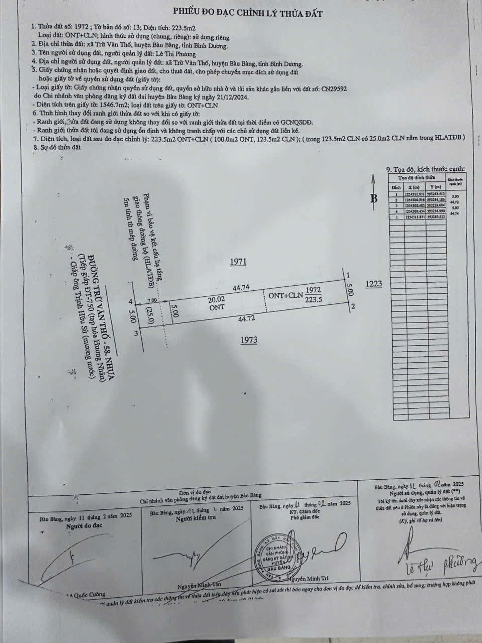 Bán đất nền 225m2 đường DT 750 xã Trừ Văn Thố huyện Bàu Bàng Bình Dương