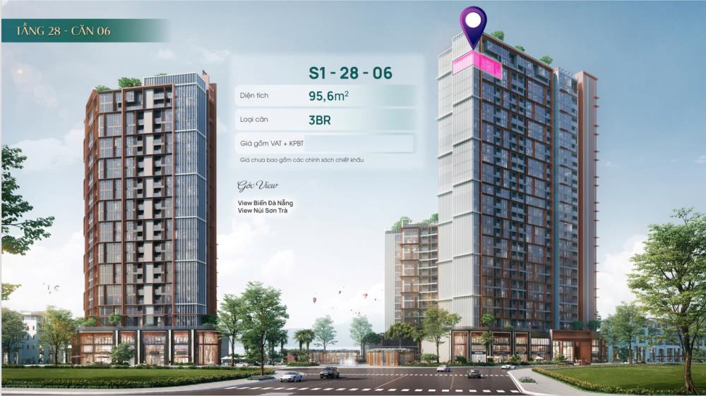 Chỉ từ 2.489 tỷ bán căn hộ chung cư 3 phòng ngủ view biển tại phường Nại Hiên Đông Sơn Trà Đà Nẵng diện tích 95.6 m2