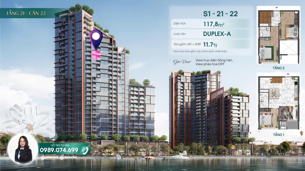 Bán căn hộ duplex 118m² Trần Hưng Đạo Quận Sơn Trà Đà Nẵng view sông Hàn