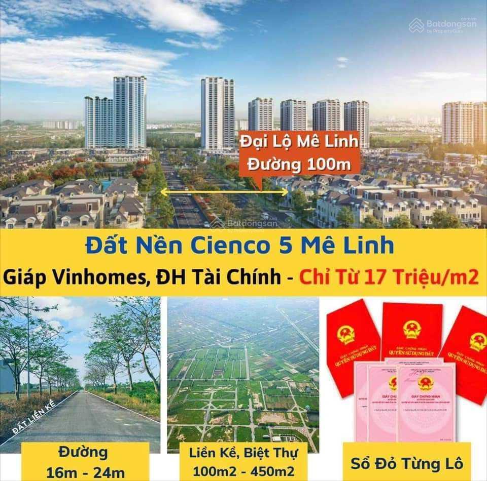 Cần bán đất nền đẹp dự án Cienco5 Mê Linh 100m2 giá chỉ 2 tỷ