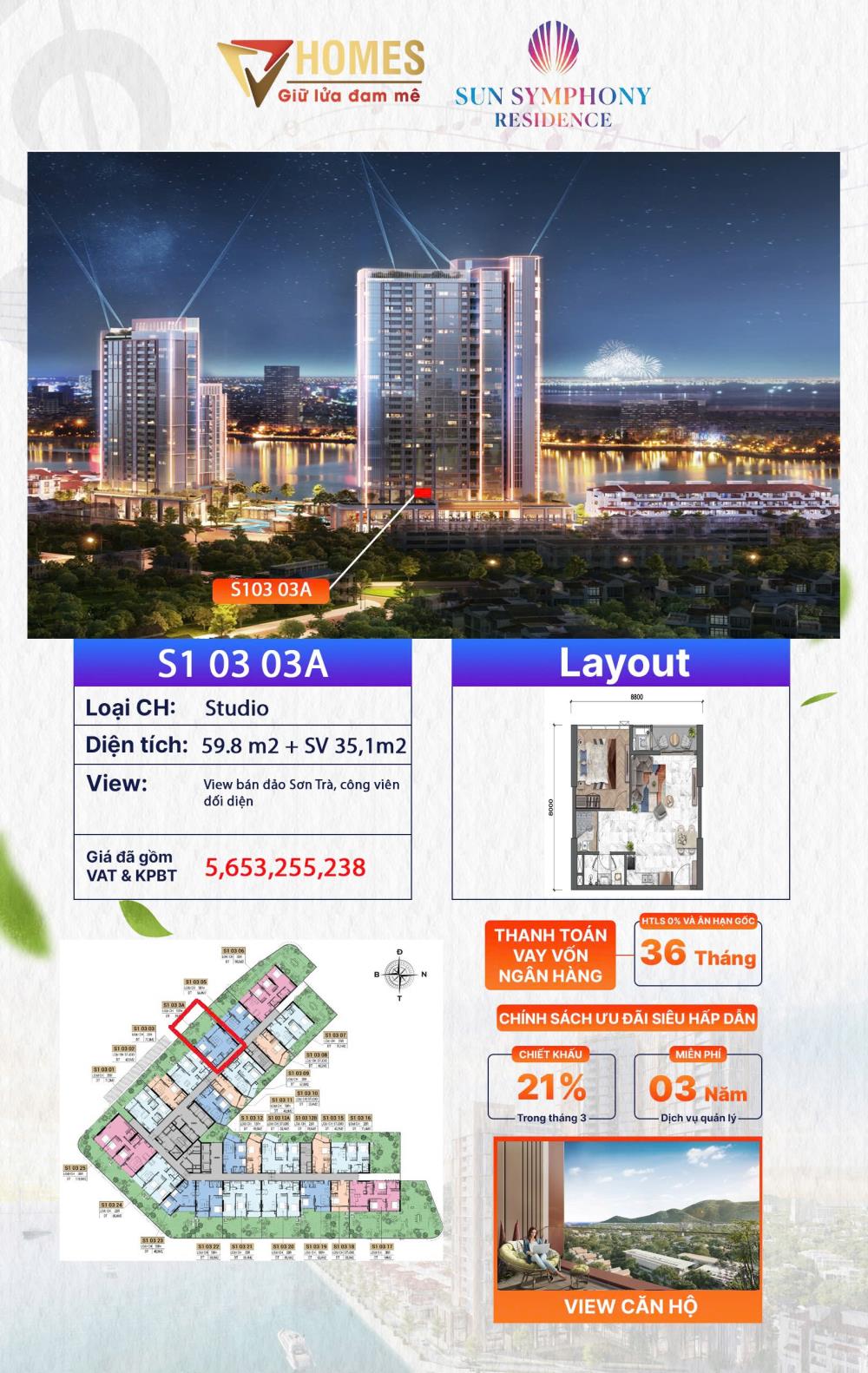 Bán căn hộ chung cư Garden House tại Sun Symphony Residence Đà Nẵng 94,9m2 giá hấp dẫn