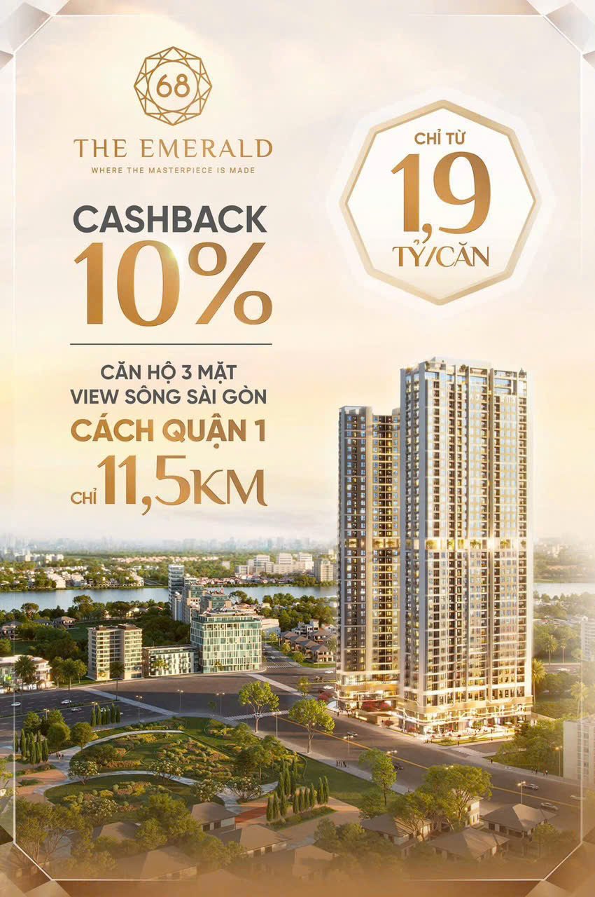 Bán căn hộ The Emerald 68 phường Vĩnh Phú TP Thuận An giá từ 1 85 tỷ