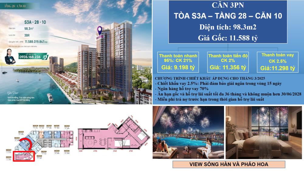 Bán căn hộ chung cư 98.3m2 tại đường Nại Hiên Đông, quận Sơn Trà, Đà Nẵng, view sông Hàn