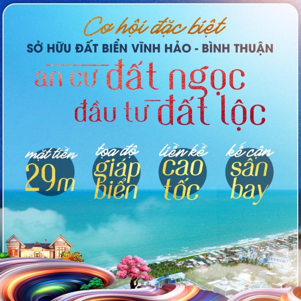 Đất nền thổ cư ven biển thị trấn. liên hương  mặt tiền 21m  sát cao tốc & cảng