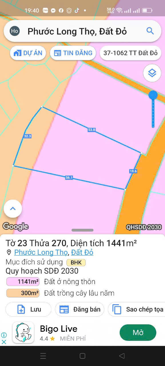 Bán lô đất nền 1.440m², gần KCN Đất Đỏ và sân bay Lộc An, Bà Rịa  Vũng Tàu