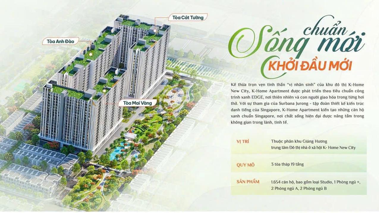 Bán chung cư 33m² tại K-Home – Không gian sống chuẩn Singapore, Bình Dương