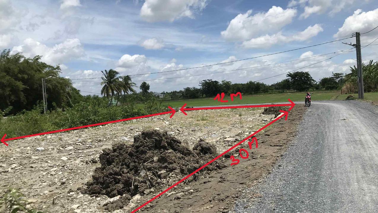 Bán giá vốn thửa đất 2 mặt tiền ngay Tân Trụ, Long An, diện tích 360m2, đường nhựa 5m