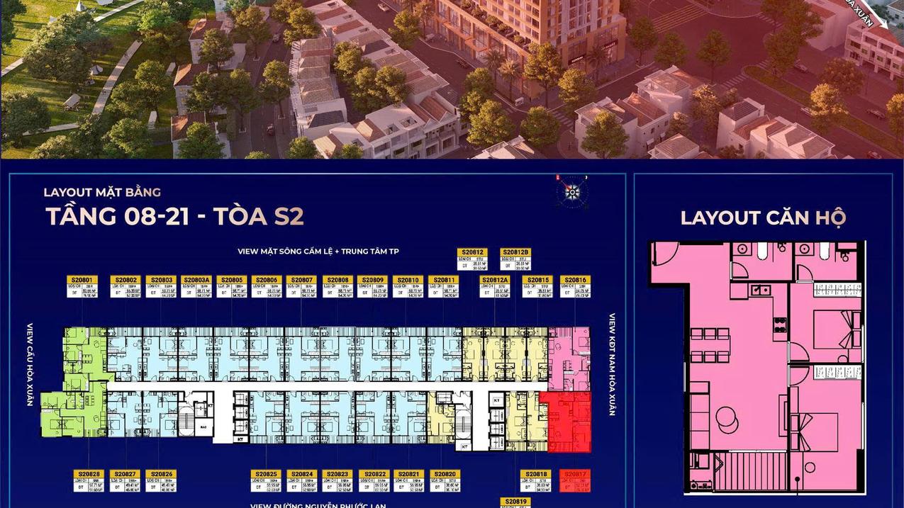 Bán căn hộ Cẩm Lệ, Đà Nẵng, dự án Sun Group, view Nguyễn Phước Lan – nội khu thoáng đãng
