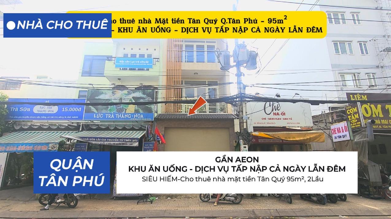 Cho thuê nhà đường Tân Quý gần Aeon 95m2 - 2 lầu 35tr/ tháng
