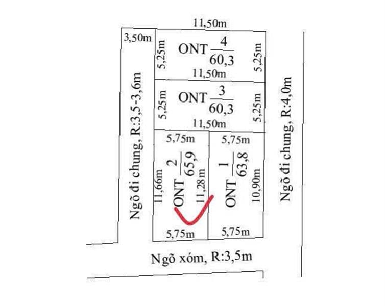 Bán đất Ngũ Phúc Hải Phòng, lô góc 60m², mặt tiền 5,75m, giá 1,09 tỷ