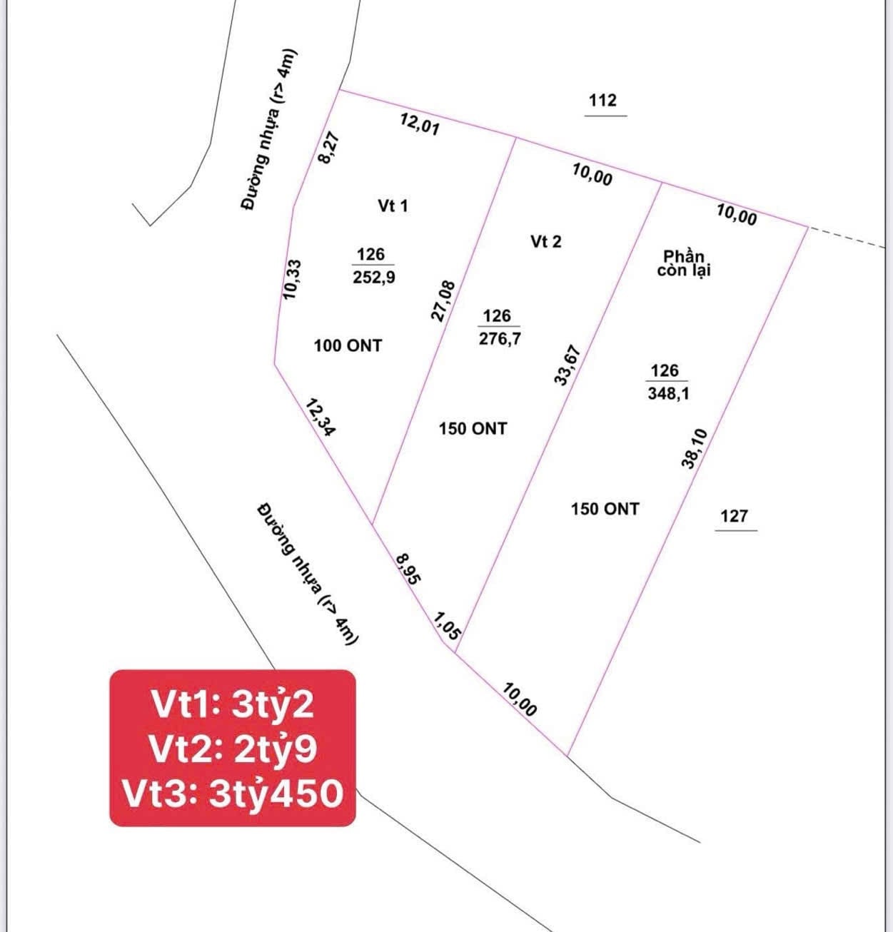 Chuyển nhượng đất Phước Hải, Bà Rịa Vũng Tàu, 3 lô đất biệt thự
