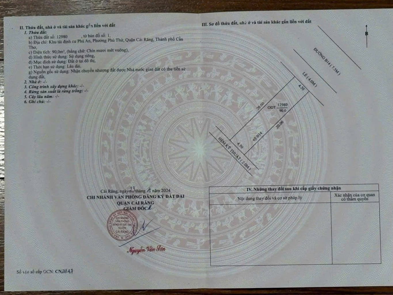 BÁN ĐẤT NỀN ĐƯỜNG B14, KDC PHÚ AN, HƯNG PHÚ, VỊ TRÍ ĐẸP KHÔNG VƯỚN, GIÁ 2,45 TỶ