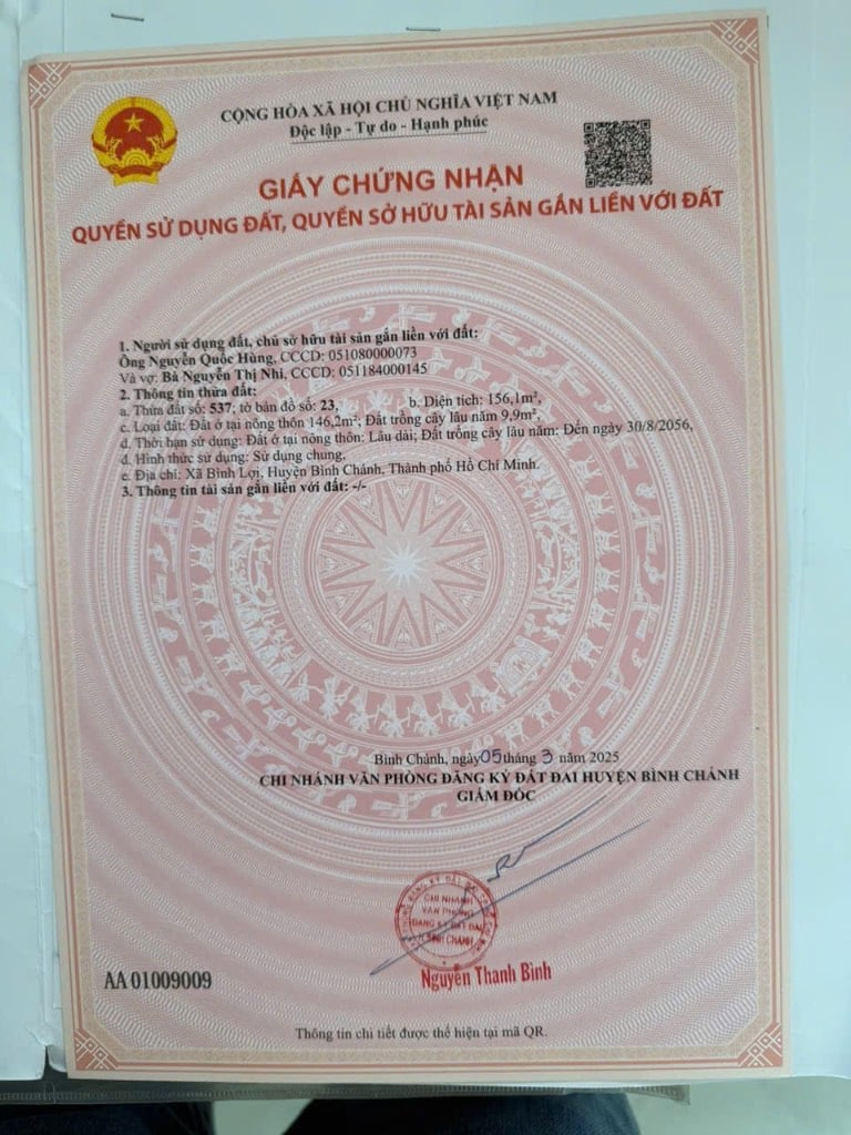 Cần bán đất Vườn Thơm, Kênh 4, Bình Chánh, 156m2 đất ở nông thôn, giá tốt đầu tư ngay