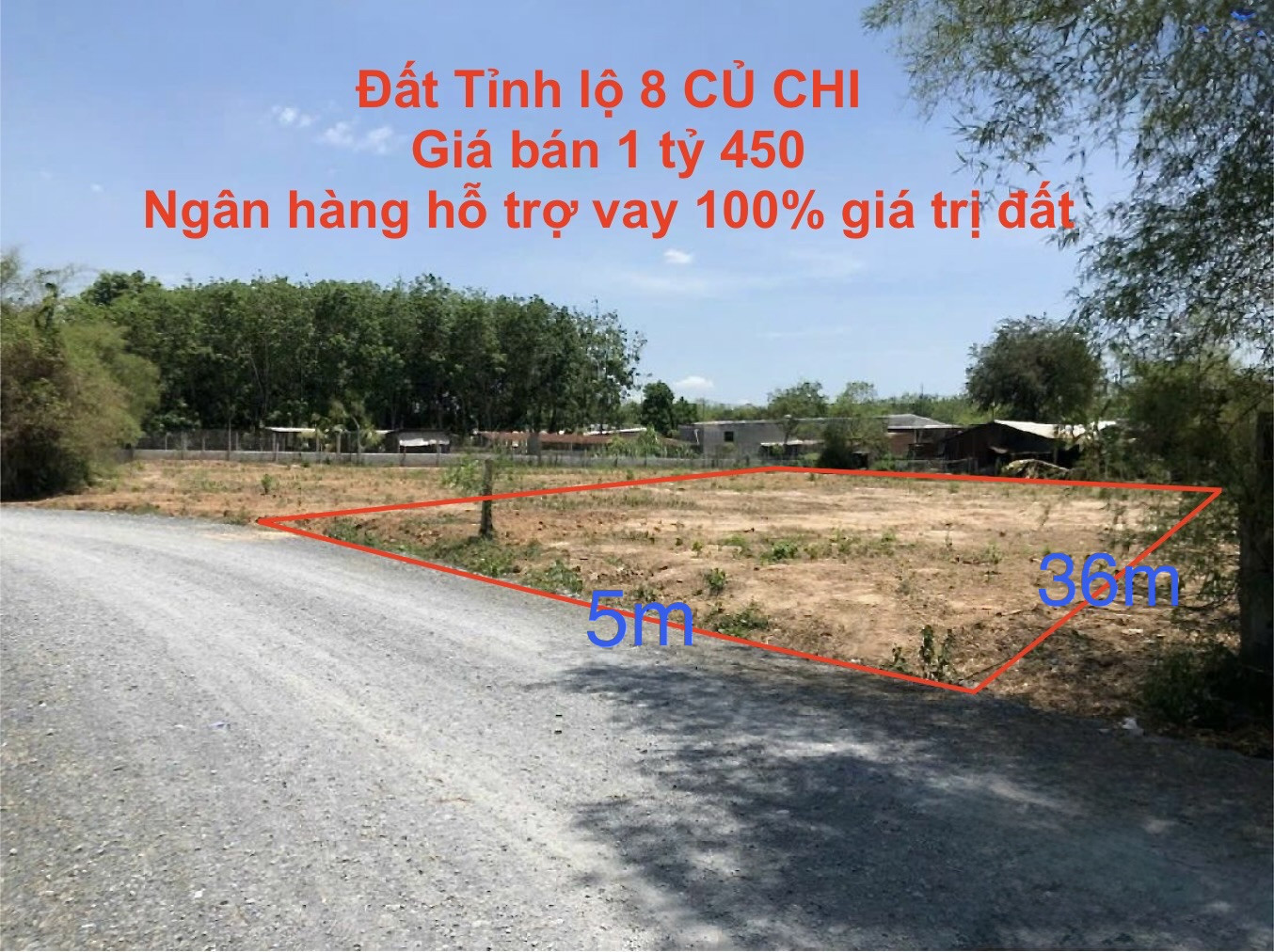 Bán đất tỉnh lộ 8 Củ Chi, đường thông, giá đầu tư, ngân hàng hỗ trợ, giá 1,45 tỷ