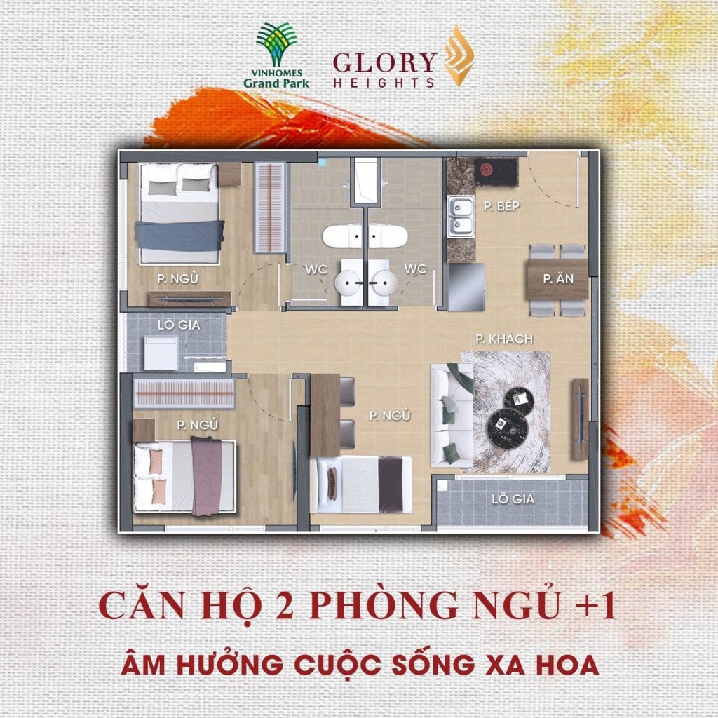 Bán căn 2pn+ khu Glory Height, diện tích 69m2 view sông, mua trực tiếp CDT chiết khấu 23%