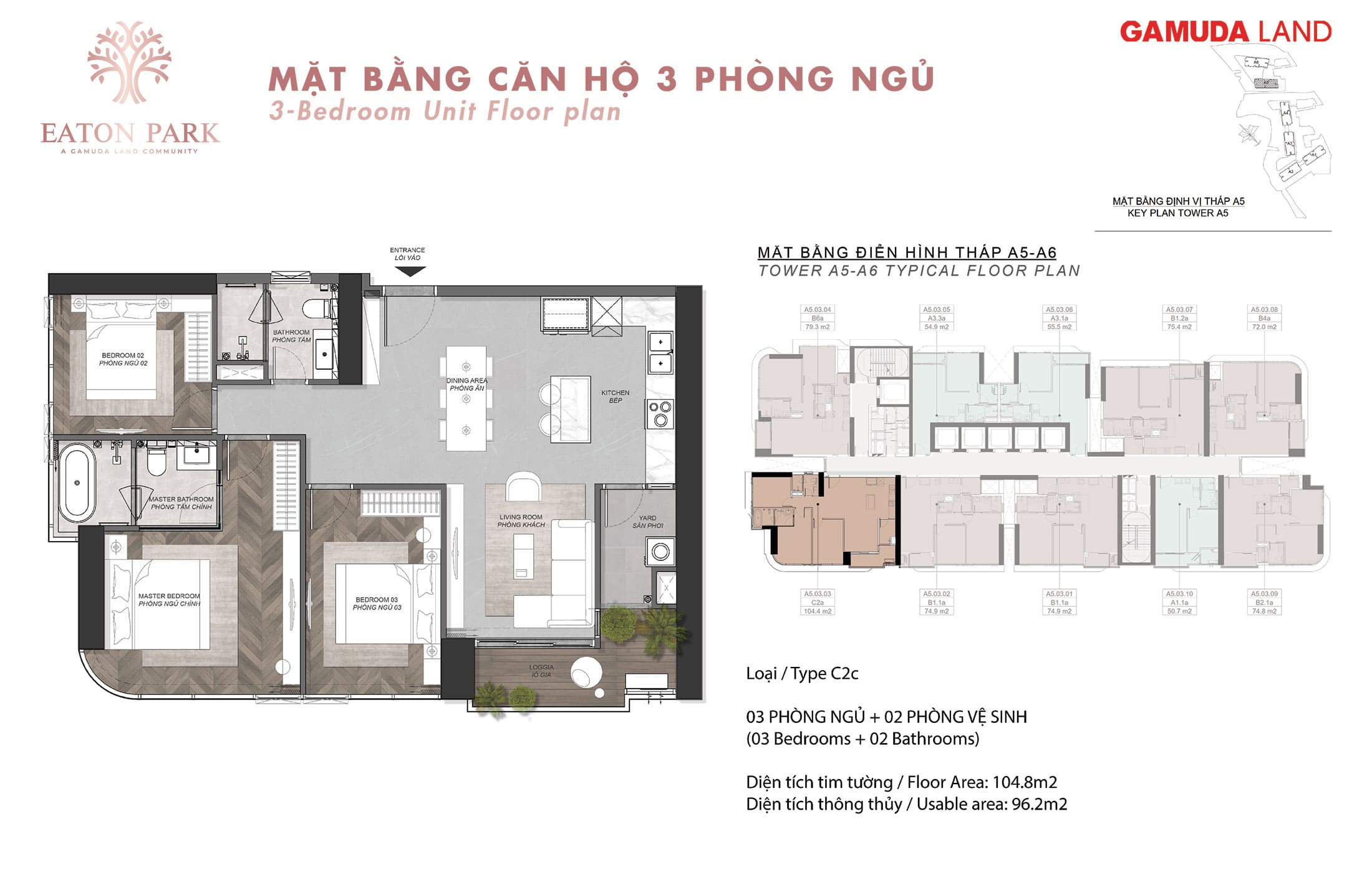 Bán căn hộ chung cư 3PN, 2WC Eaton Park, 104m2, 16 tỷ VND