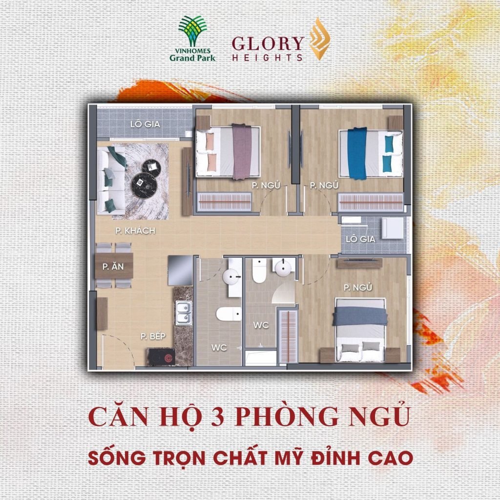 Bán căn hộ 3PN Glory Heights, Vinhomes Grand Park, dt 83m2, chỉ 4,680 tỷ
