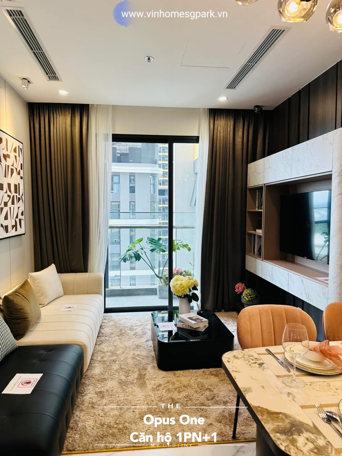 Bán căn hộ Opus One 1PN plus, 60m², full nội thất cao cấp, giá 4.336 tỷ, chiết khấu 14%